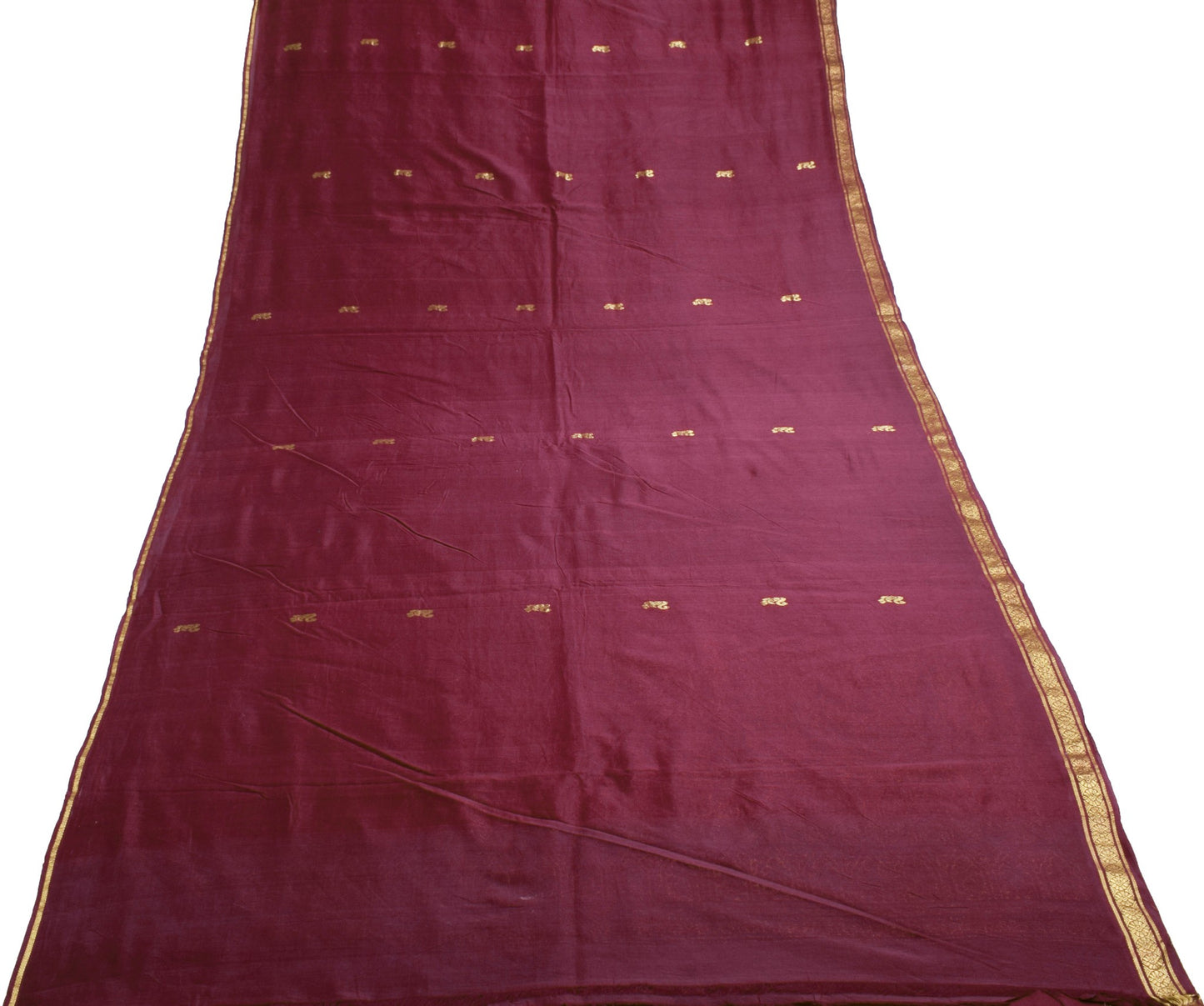 Sushila Vintage Maroon Woven Saree Antique Zari Border Pallu Soft Cotton Sari