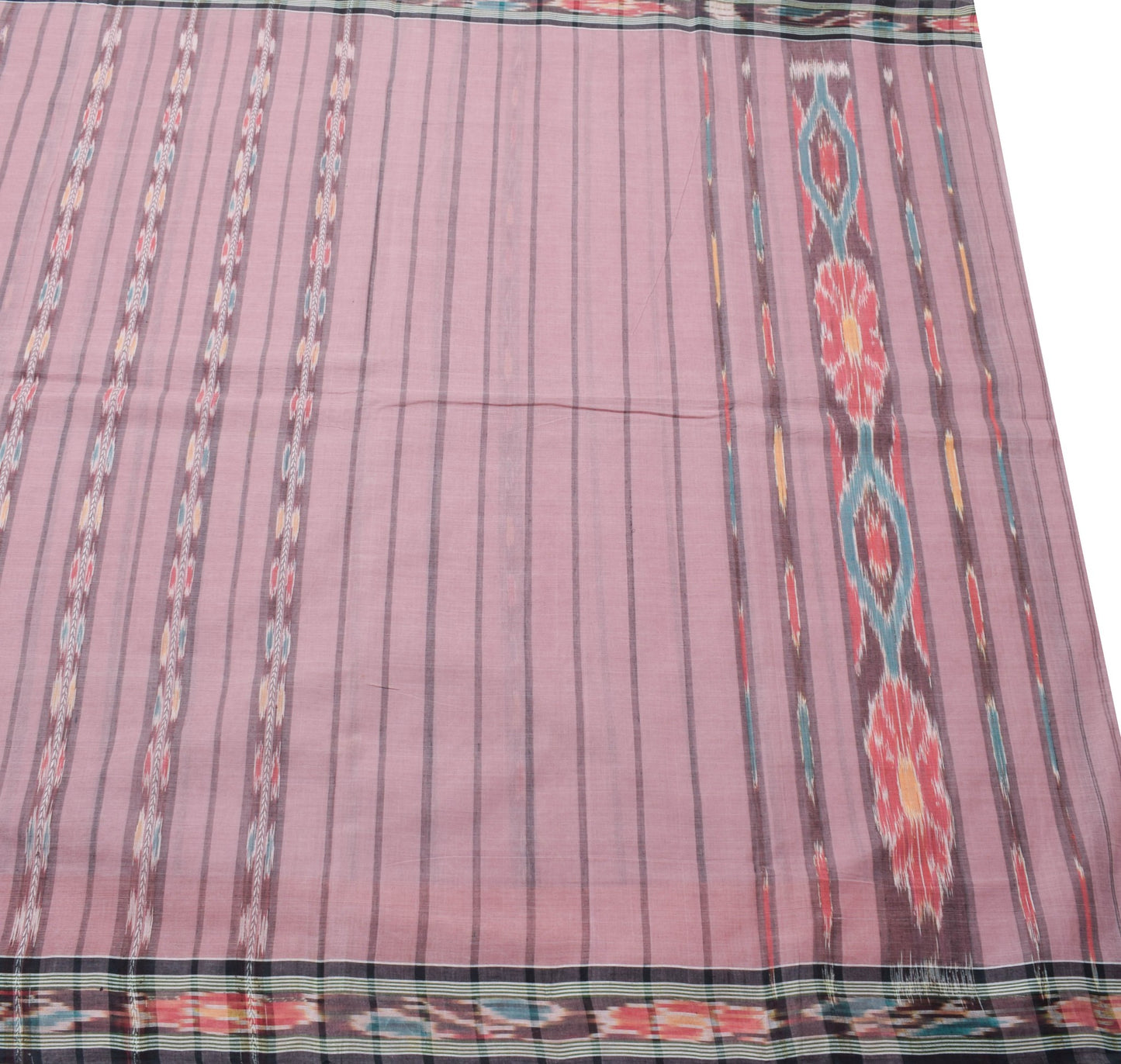 Sushila Vintage Mauve Saree Hand Woven Odisha Ikat Patola Cotton Sari Fabric