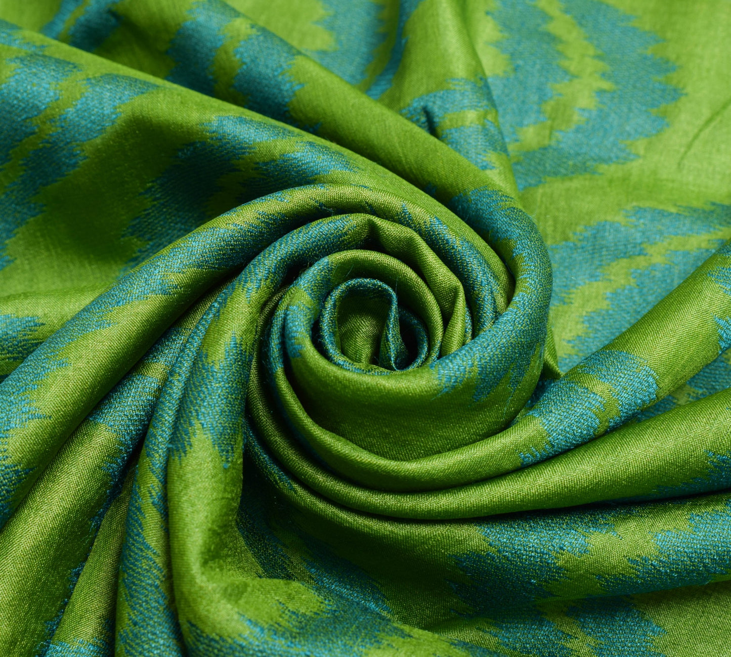 Sushila Vintage 100%Pure Tussar Silk Saree Green Laheriya Woven Soft Sari Fabric