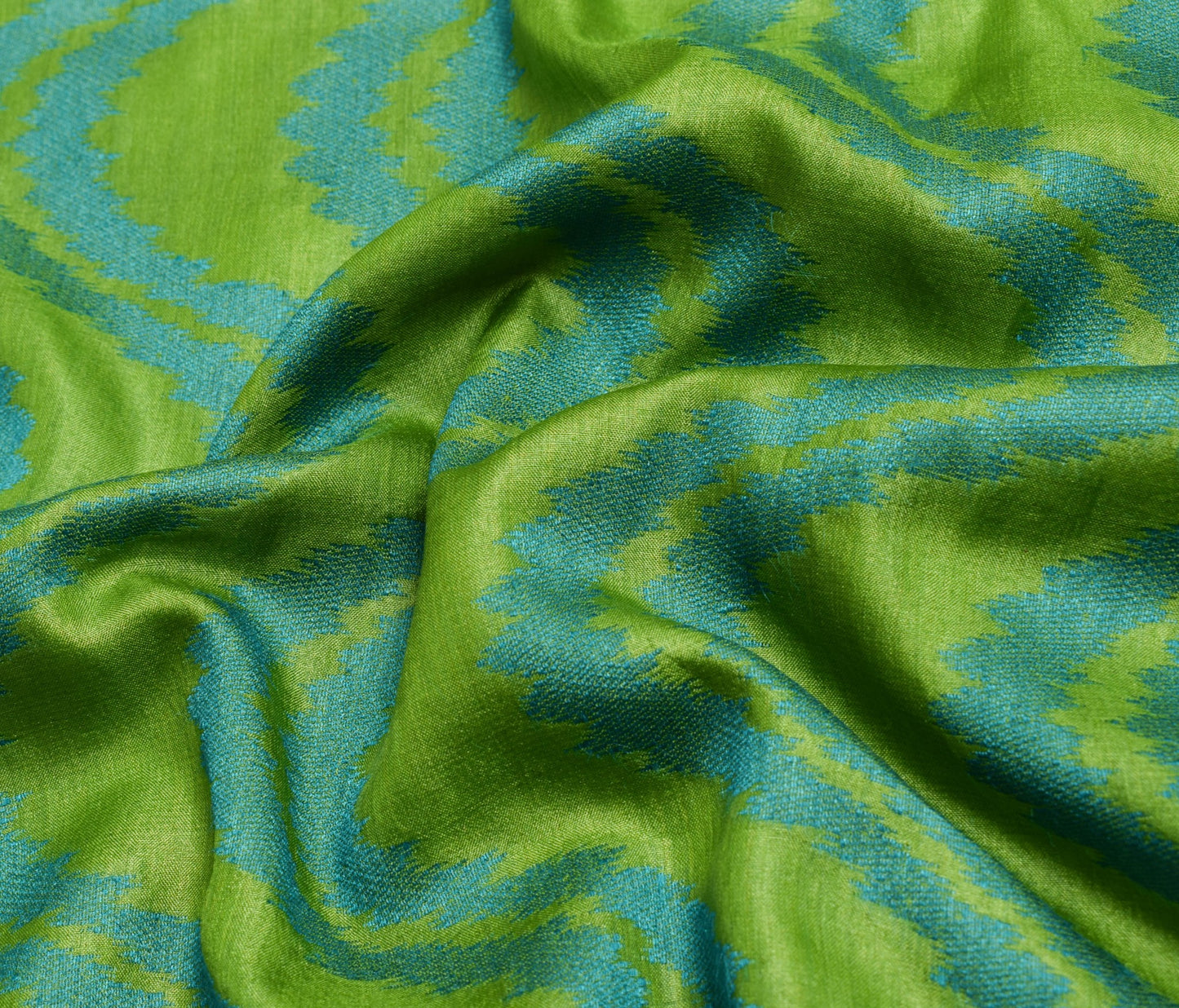 Sushila Vintage 100%Pure Tussar Silk Saree Green Laheriya Woven Soft Sari Fabric