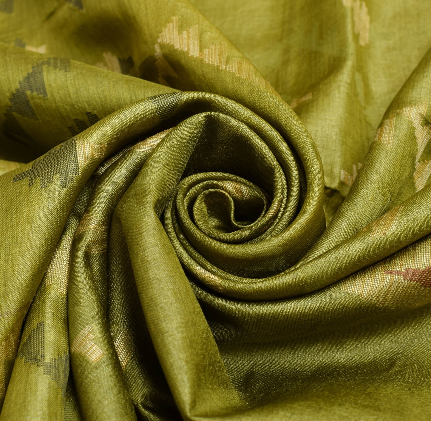 Sushila Vintage Green Saree 100%Pure Tussar Silk Temple Border Woven Sari Fabric