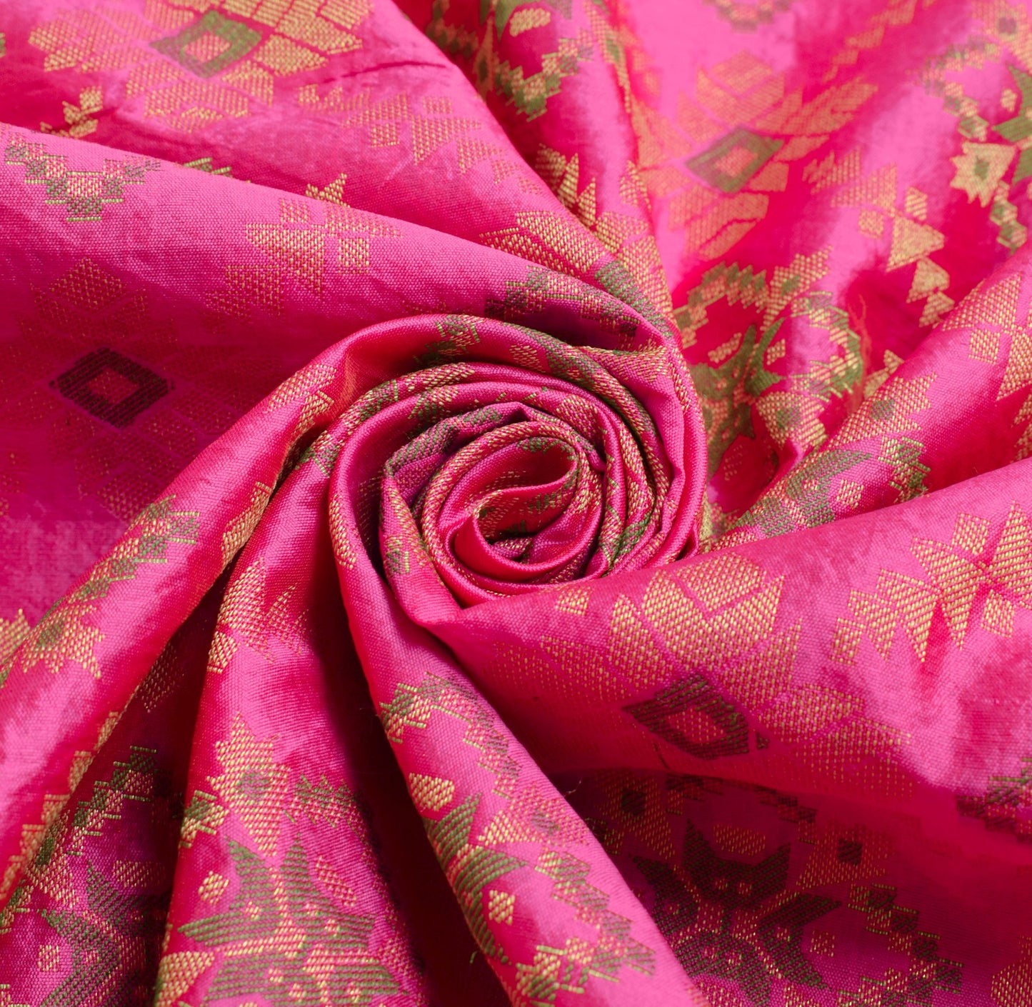 Sushila Vintage Pink Saree Art Silk All Over Woven Geometrical Sari Craft Fabric