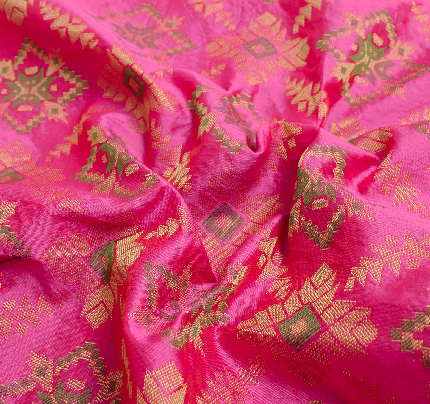 Sushila Vintage Pink Saree Art Silk All Over Woven Geometrical Sari Craft Fabric