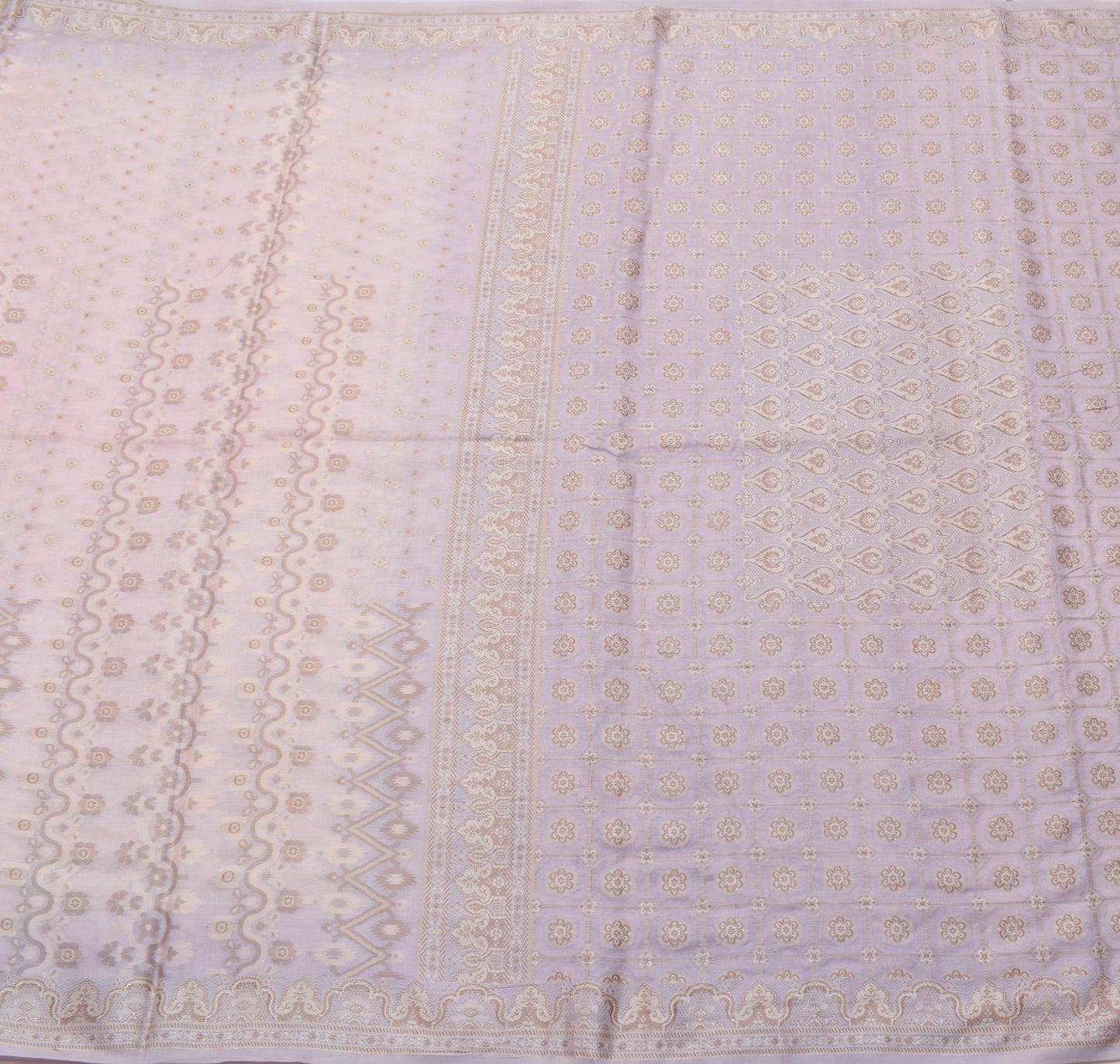 Sushila Vintage Baby Pink Saree 100% Pure Tussar Silk All Over Woven Sari Fabric