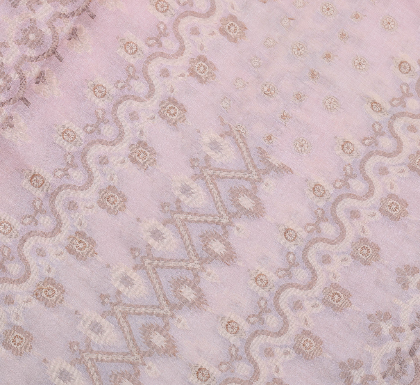 Sushila Vintage Baby Pink Saree 100% Pure Tussar Silk All Over Woven Sari Fabric