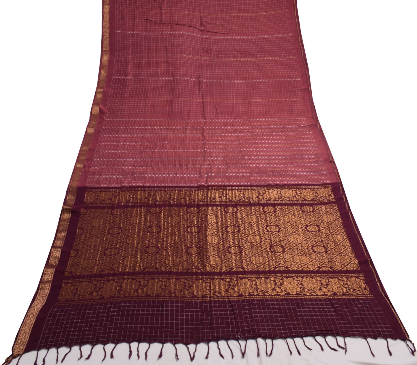 Sushila Vintage Indian Saree 100% Pure Cotton Woven Soft Traditional Sari Fabric