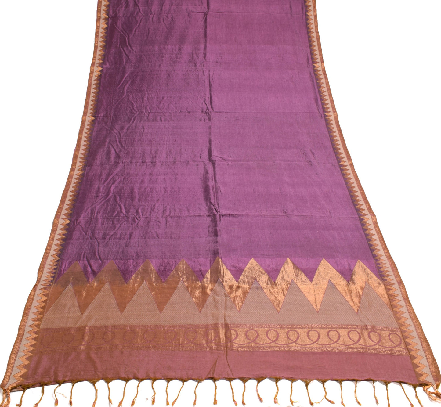 Sushila Vintage Purple Saree 100% Pure Cotton Silk Zari Woven Soft Sari Fabric