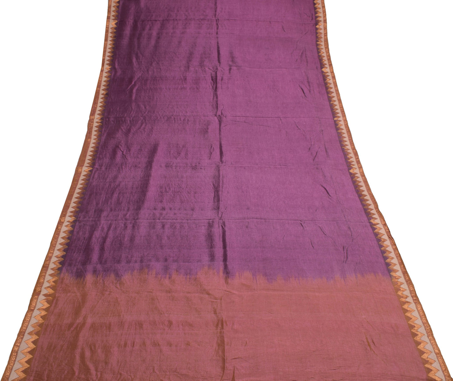 Sushila Vintage Purple Saree 100% Pure Cotton Silk Zari Woven Soft Sari Fabric