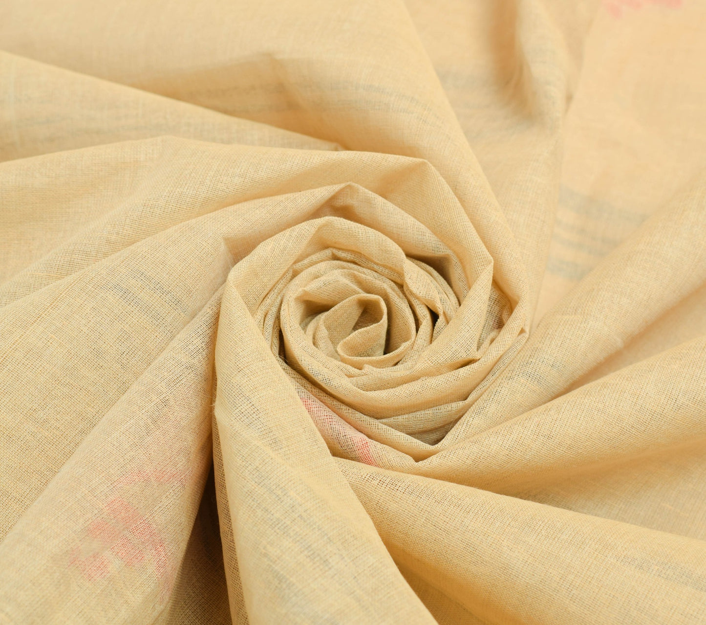 Sushila Vintage Beige Saree Pure Bengal Pure Cotton Handloom Ruffle Sari Fabric