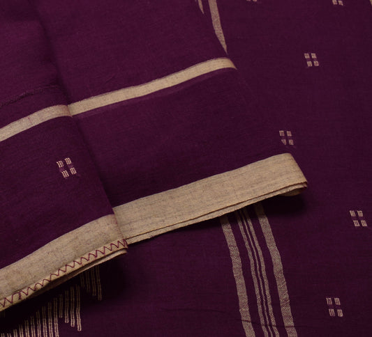 Sushila Vintage Purple Saree Traditional Bengal Tant Pure Cotton Sari Fabric