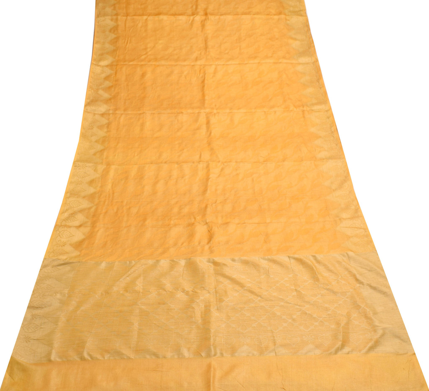 Sushila Vintage Mustard Saree 100%Pure Tussar Silk Woven Casual Wear Sari Fabric