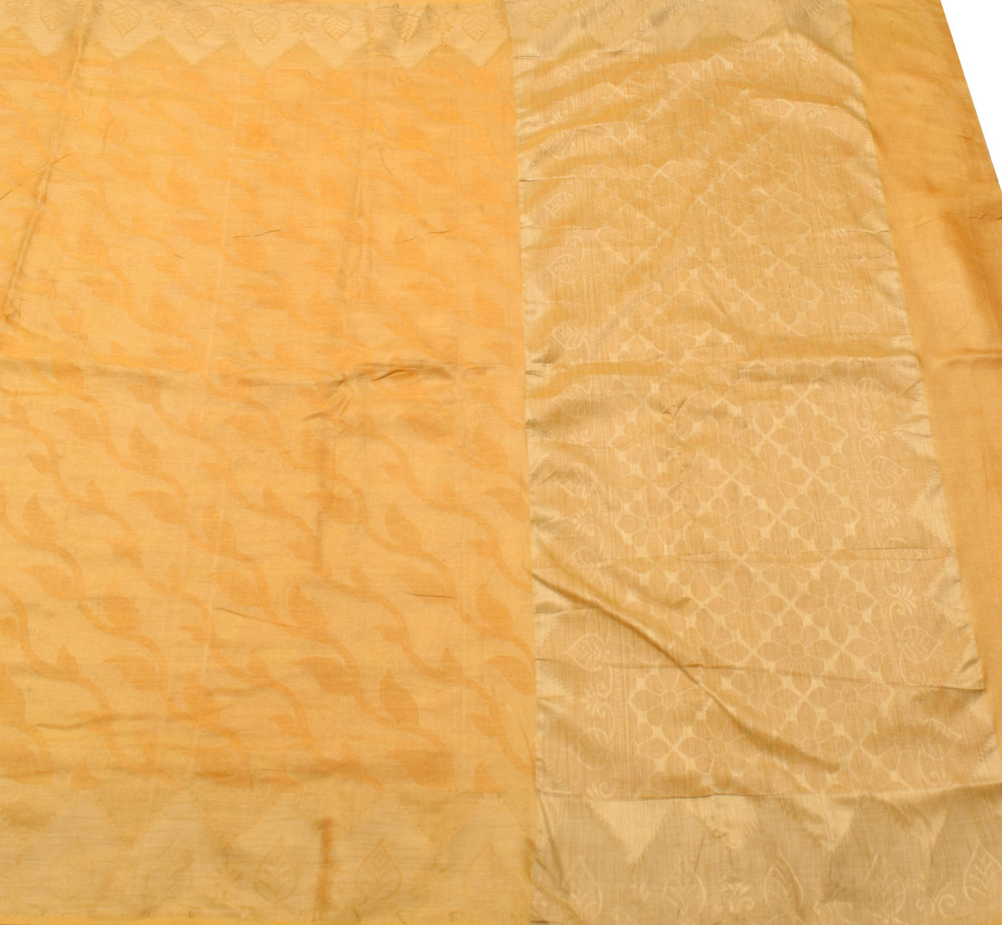 Sushila Vintage Mustard Saree 100%Pure Tussar Silk Woven Casual Wear Sari Fabric