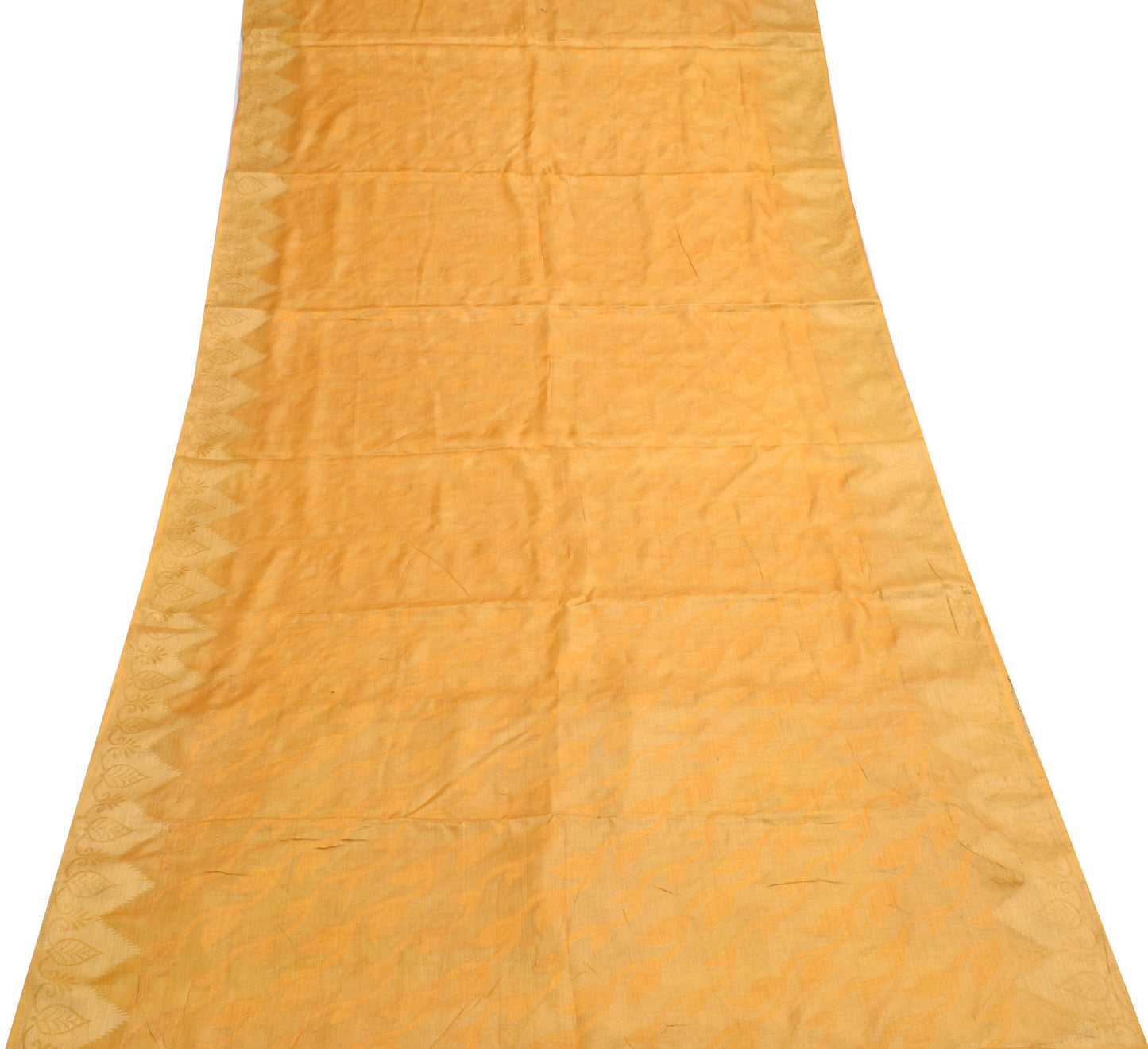 Sushila Vintage Mustard Saree 100%Pure Tussar Silk Woven Casual Wear Sari Fabric