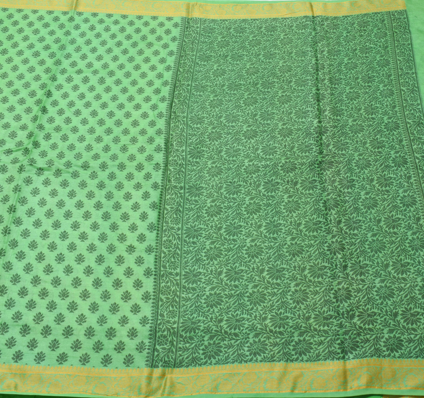 Sushila Vintage Green Woven Saree 100% Pure Tussar Silk Soft Floral Sari Fabric