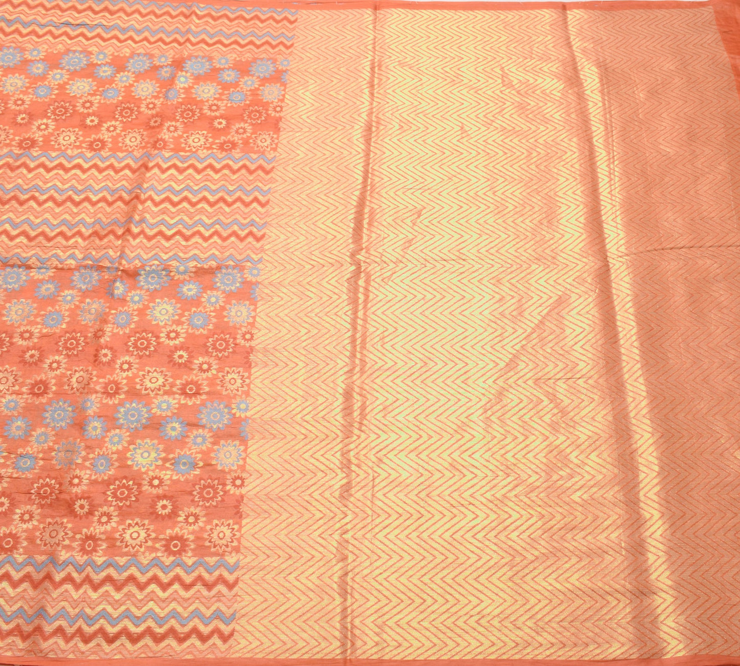 Sushila Vintage Rust Saree Pure Tussar Silk Zari Woven Wedding Soft Sari Fabric