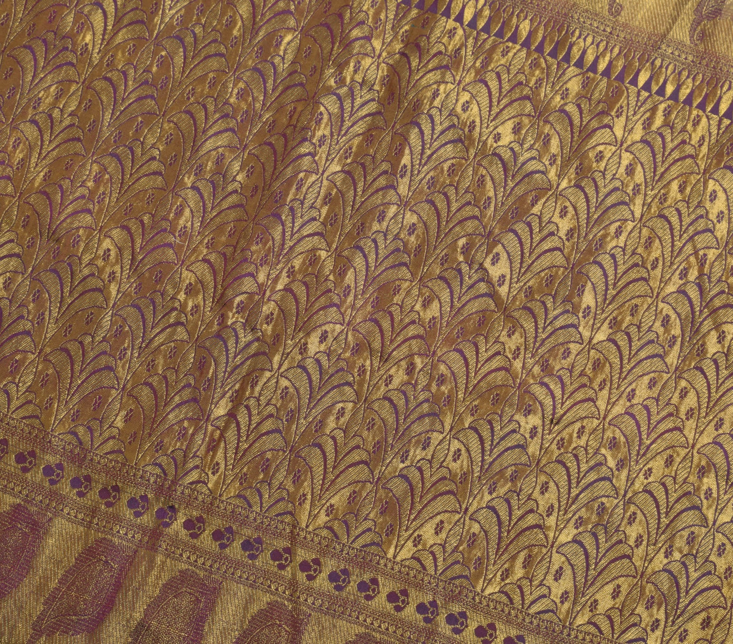 Sushila Vintage Purple Green Saree 100% Pure Silk Soft Woven Stripes Sari Fabric