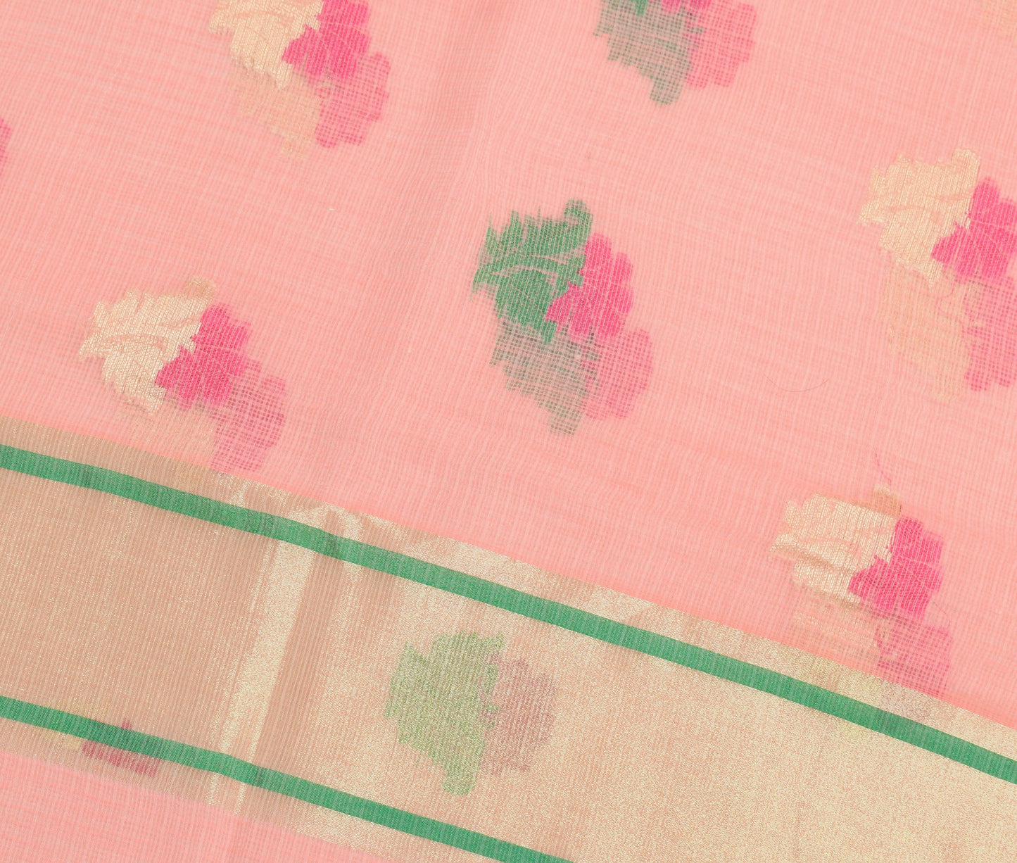 Sushila Vintage Pink Art Silk Silk Woven Kota Doria Saree Floral Casual Fabric