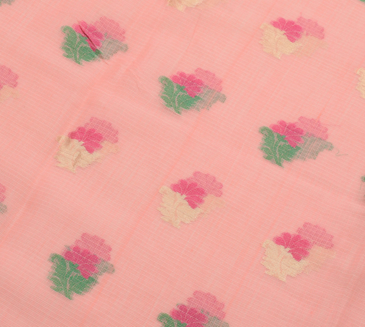 Sushila Vintage Pink Art Silk Silk Woven Kota Doria Saree Floral Casual Fabric