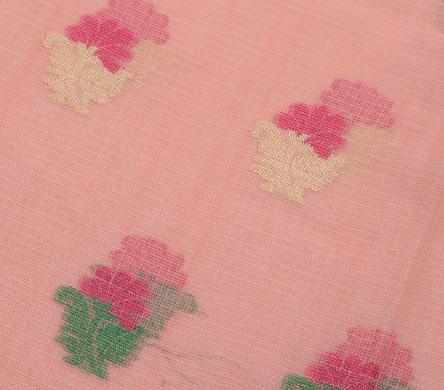 Sushila Vintage Pink Art Silk Silk Woven Kota Doria Saree Floral Casual Fabric