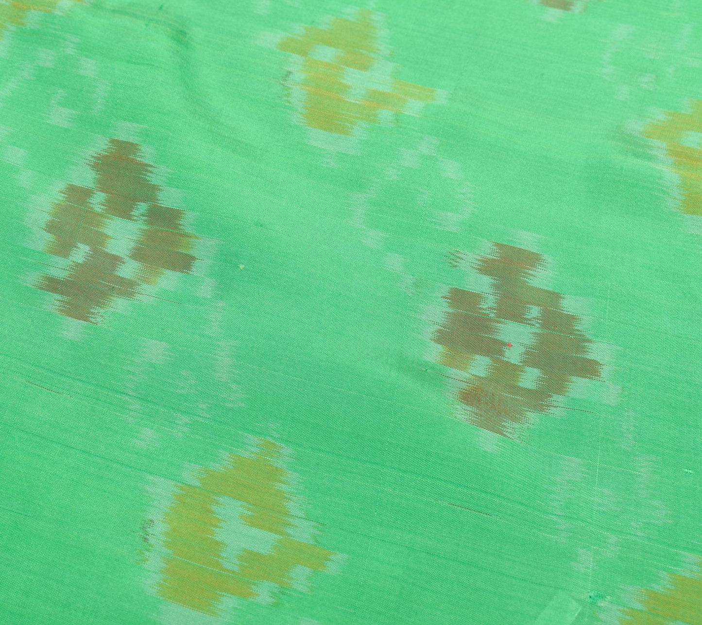 Sushila Vintage Ikkat Pochampally Sari Art Silk Light Weight Green Sari Fabric