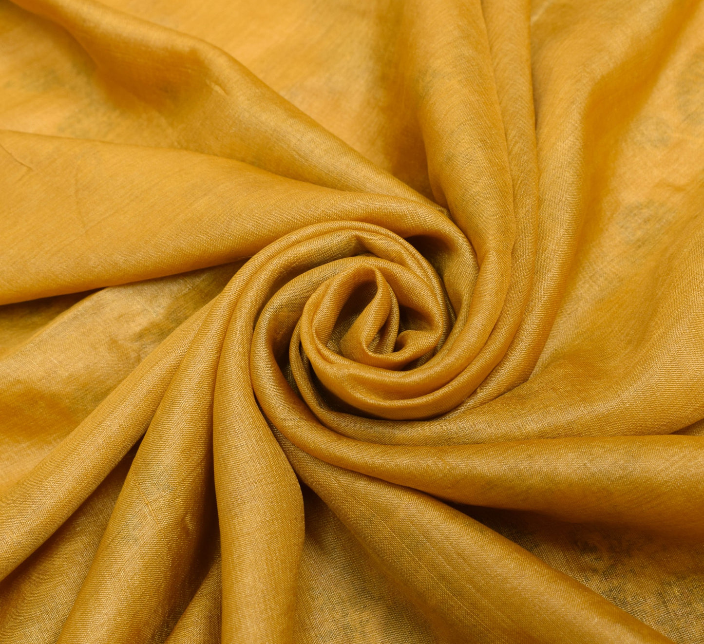 Sushila Vintage Mustard Embroidered Saree 100% Pure Tussar Silk Soft Sari Fabric