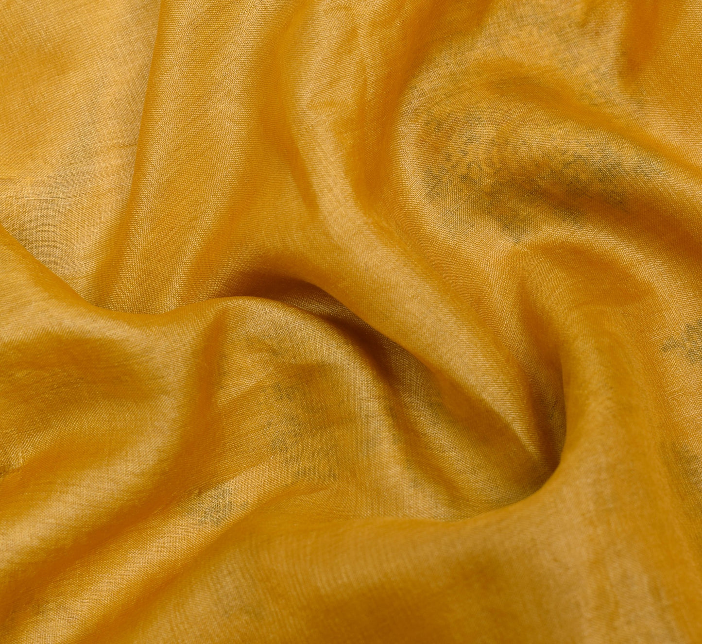 Sushila Vintage Mustard Embroidered Saree 100% Pure Tussar Silk Soft Sari Fabric