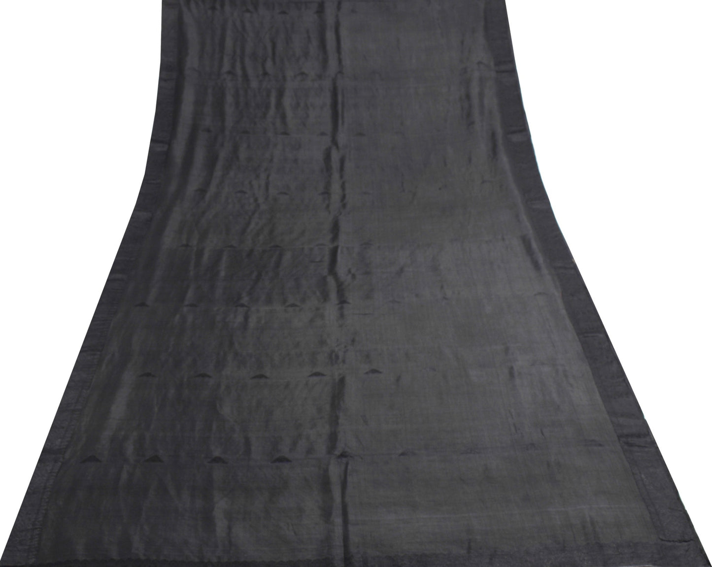 Sushila Vintage Black Saree 100% Pure Silk Resham Woven Soft Sari Craft Fabric