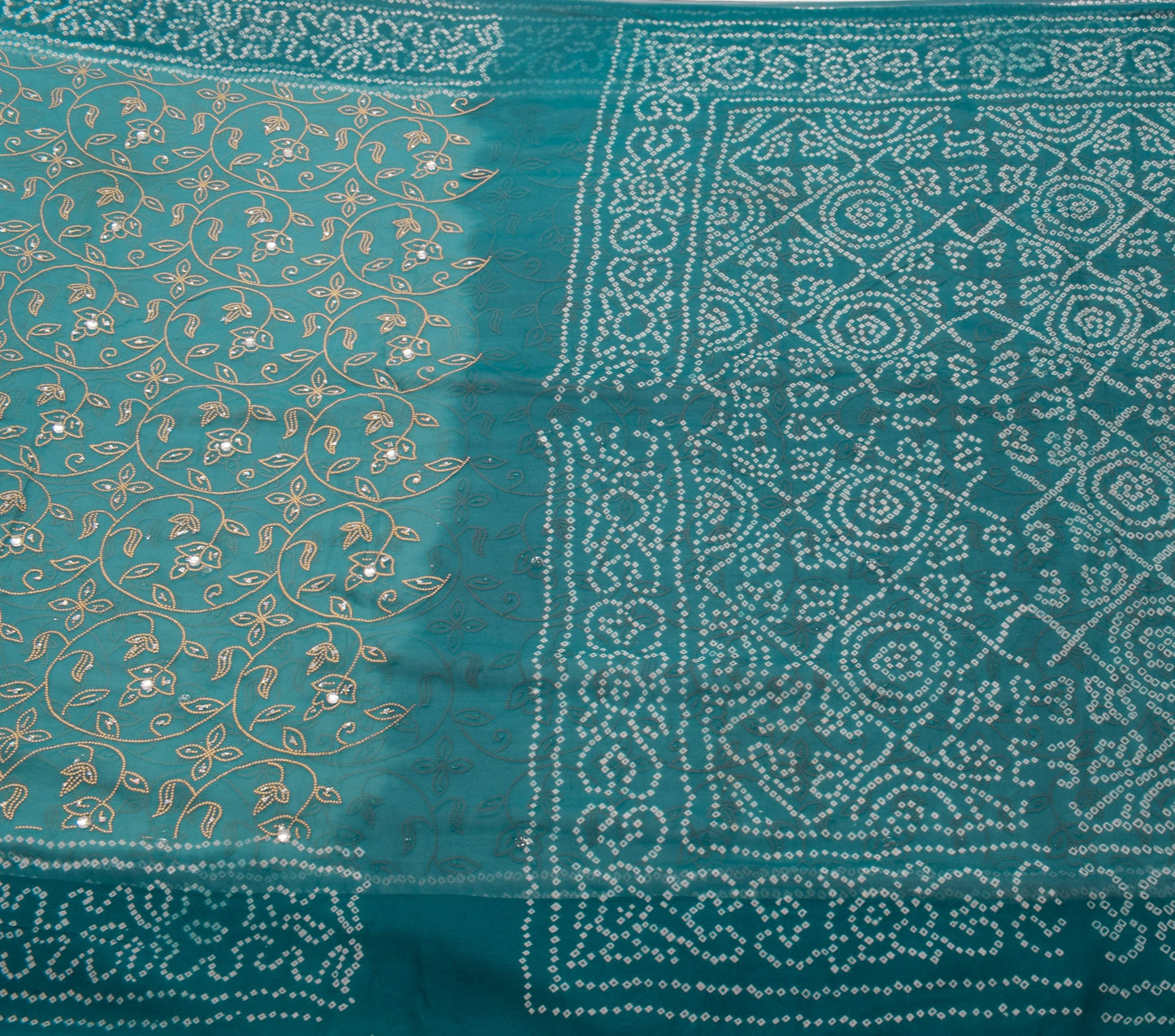 Sushila Vintage Shade of Blue Saree Pure Georgette Bandhani Printed Sari Fabric