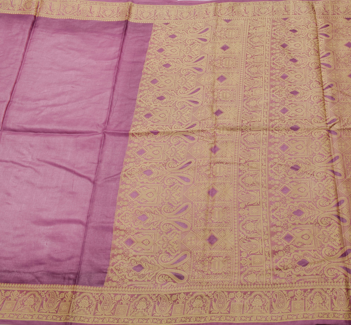 Sushila Vintage Mauve Saree Resham Woven 100% Pure Tussar Silk Sari Craft Fabric