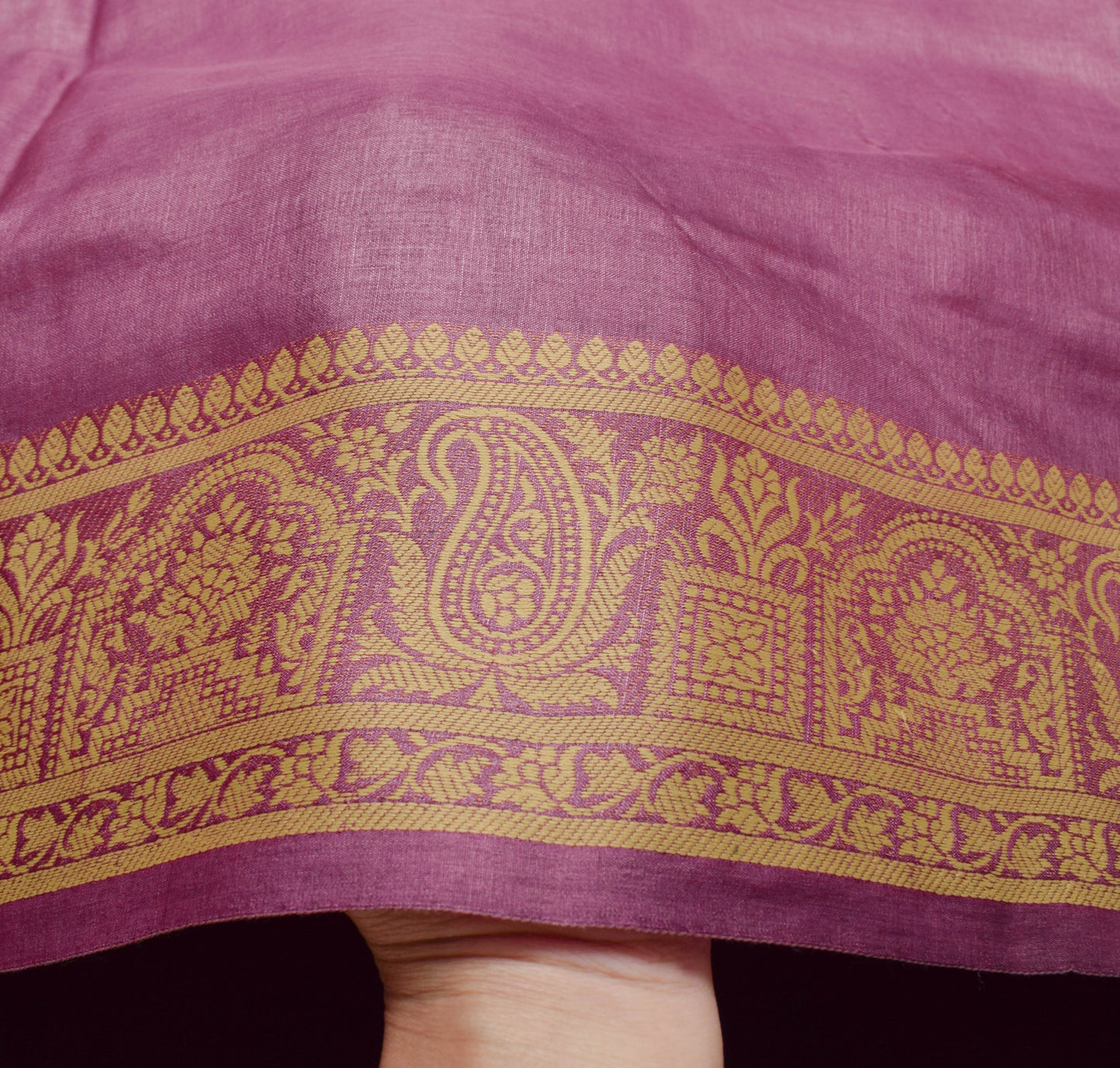 Sushila Vintage Mauve Saree Resham Woven 100% Pure Tussar Silk Sari Craft Fabric