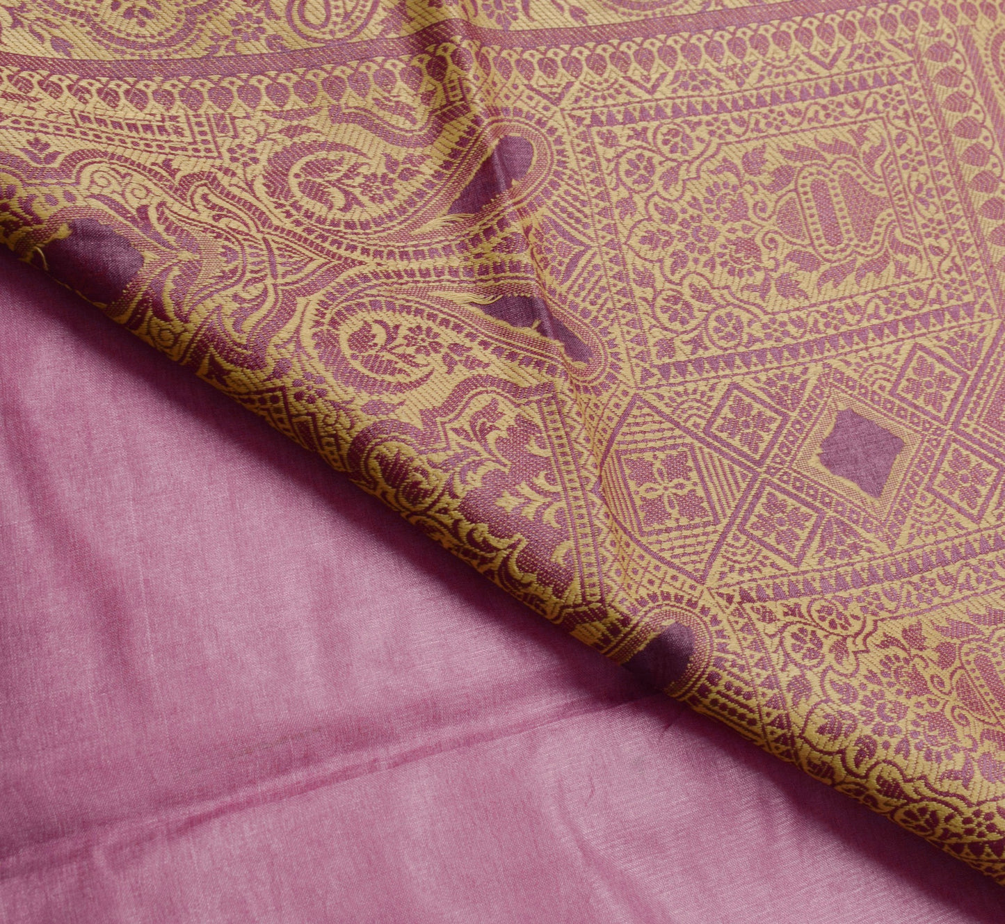 Sushila Vintage Mauve Saree Resham Woven 100% Pure Tussar Silk Sari Craft Fabric