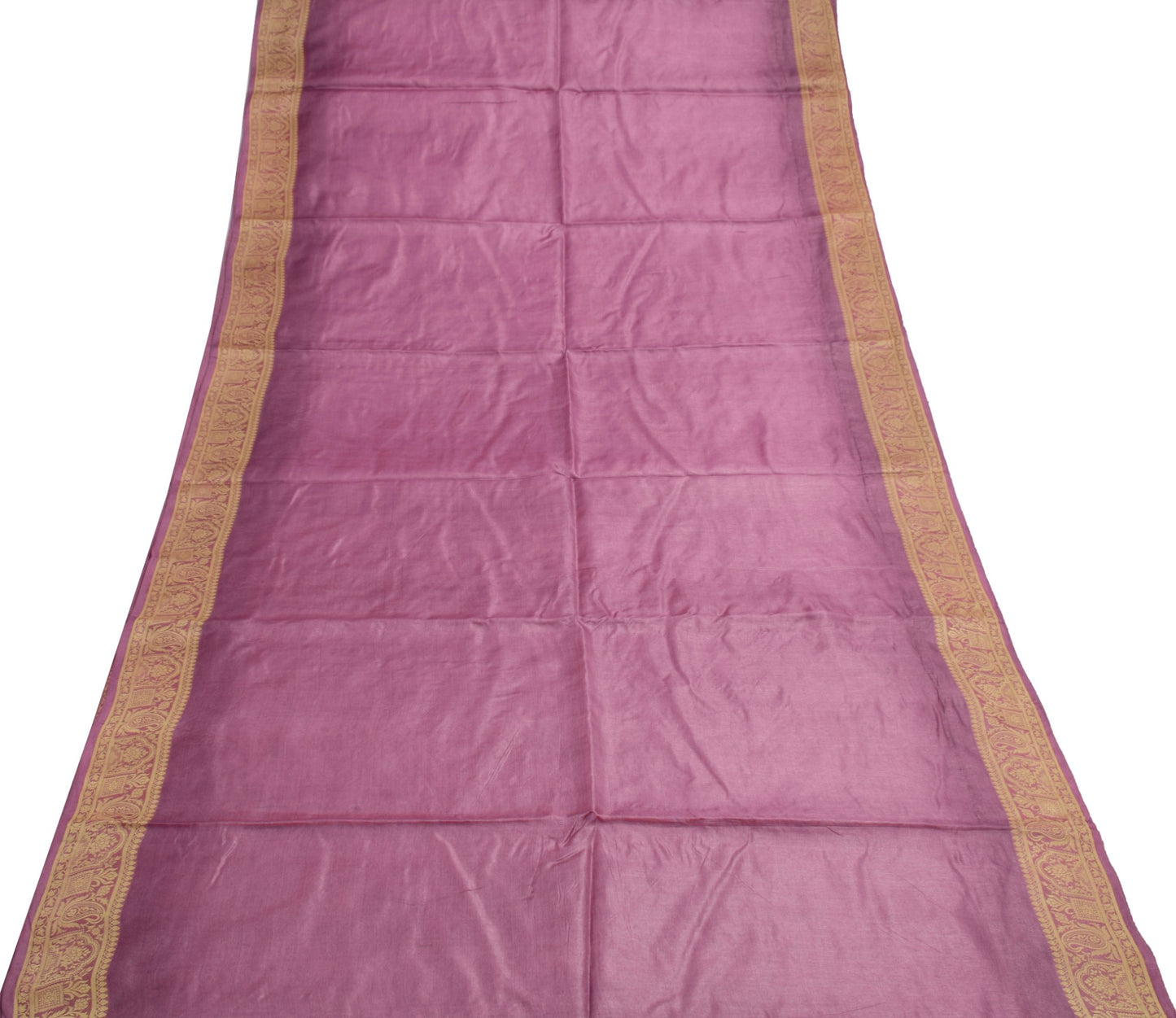 Sushila Vintage Mauve Saree Resham Woven 100% Pure Tussar Silk Sari Craft Fabric