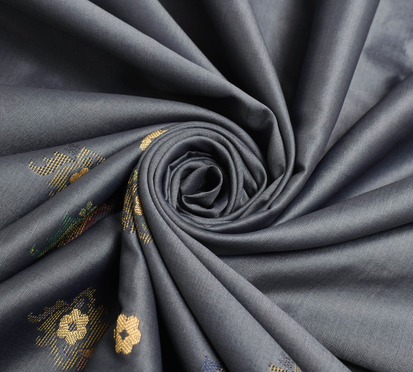 Sushila Vintage Gray Art Silk Saree With Woven Pallu Border Soft Sari 5YD Fabric