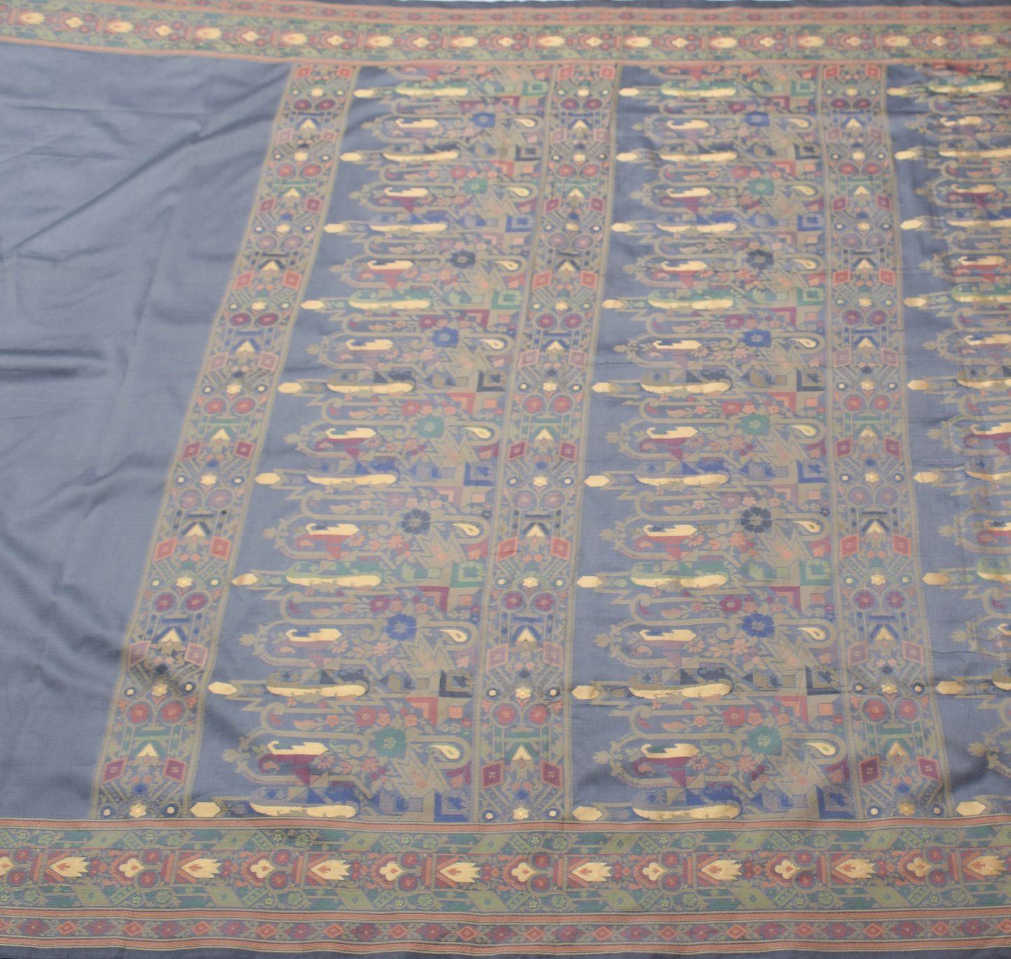 Sushila Vintage Gray Art Silk Saree With Woven Pallu Border Soft Sari 5YD Fabric