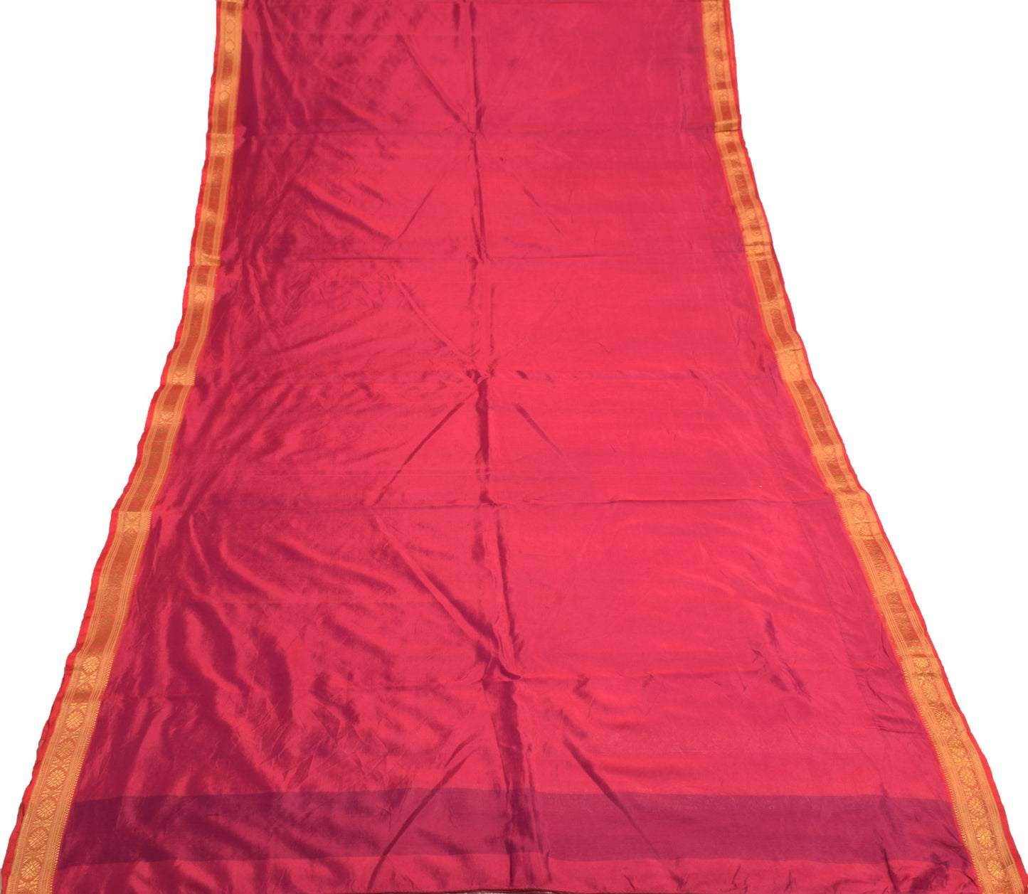 Sushila Vintag Exclusive Sari Zari Border Magenta Pink Plain Mysore Silk Saree