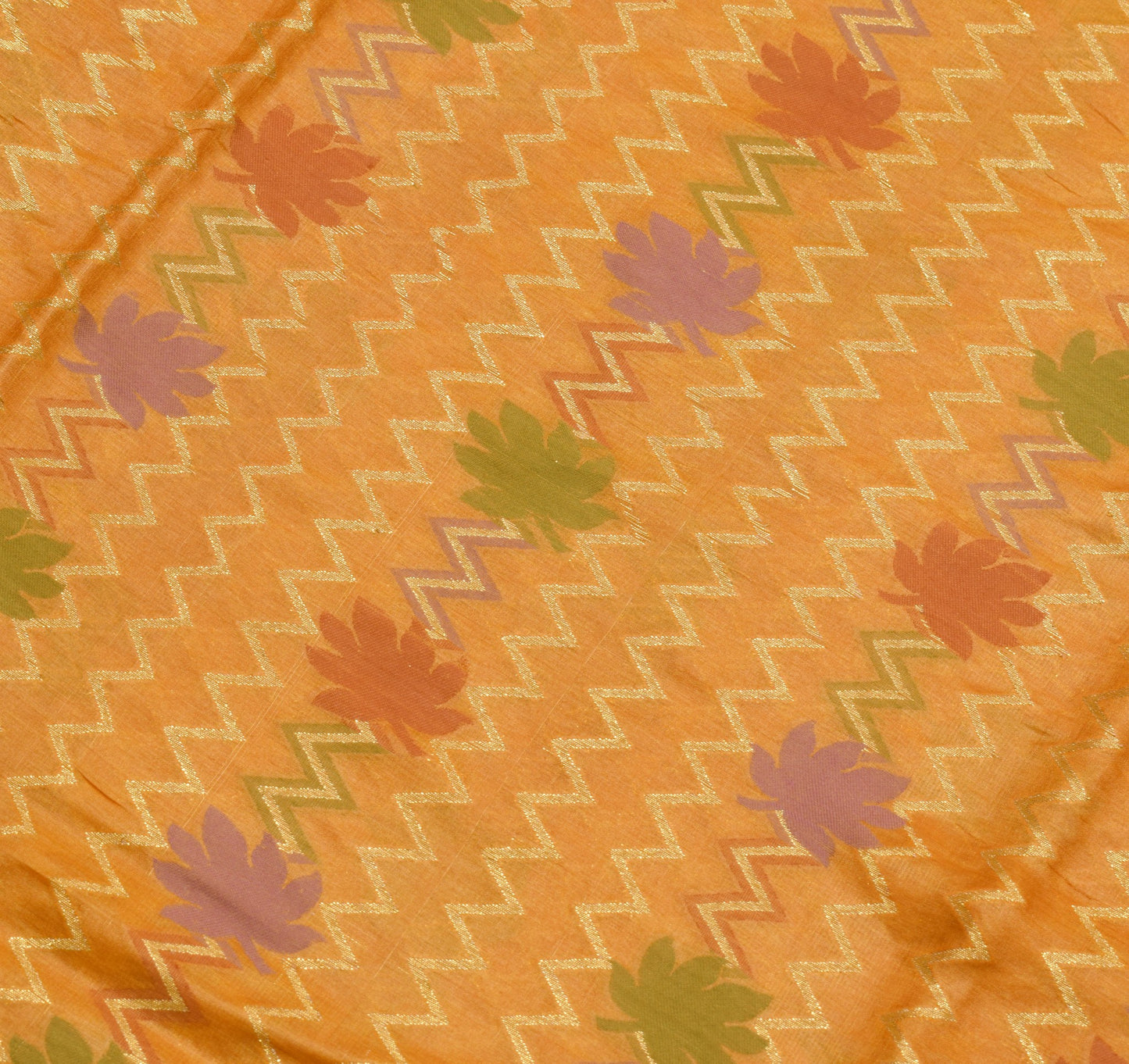 Sushila Vintage Mustard Floral Saree 100%Pure Tussar Silk Woven Soft Sari Fabric