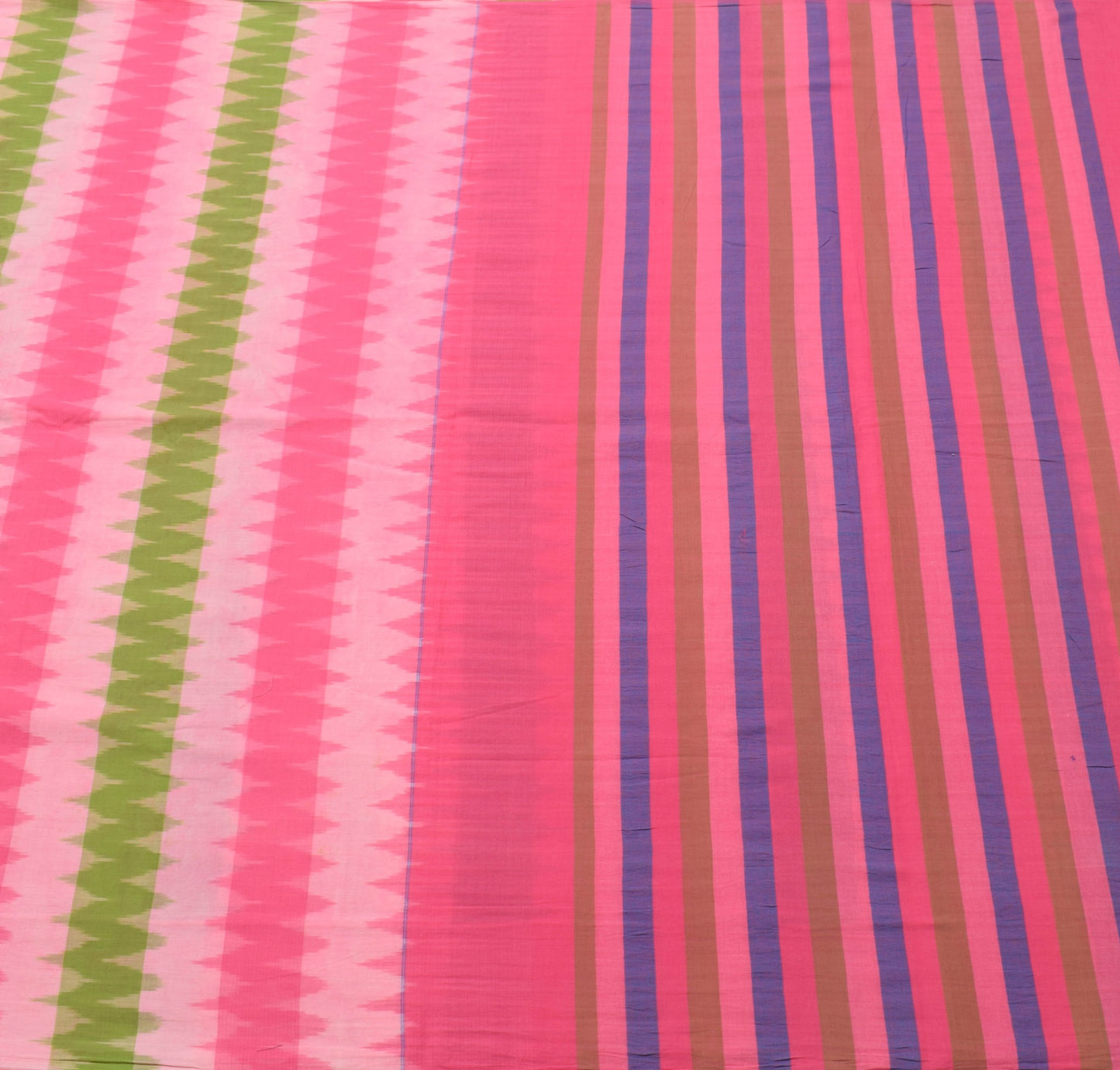 Sushila Vintage Pink Saree Hand Woven Ikat Patola Sari Pure Cotton Craft Fabric