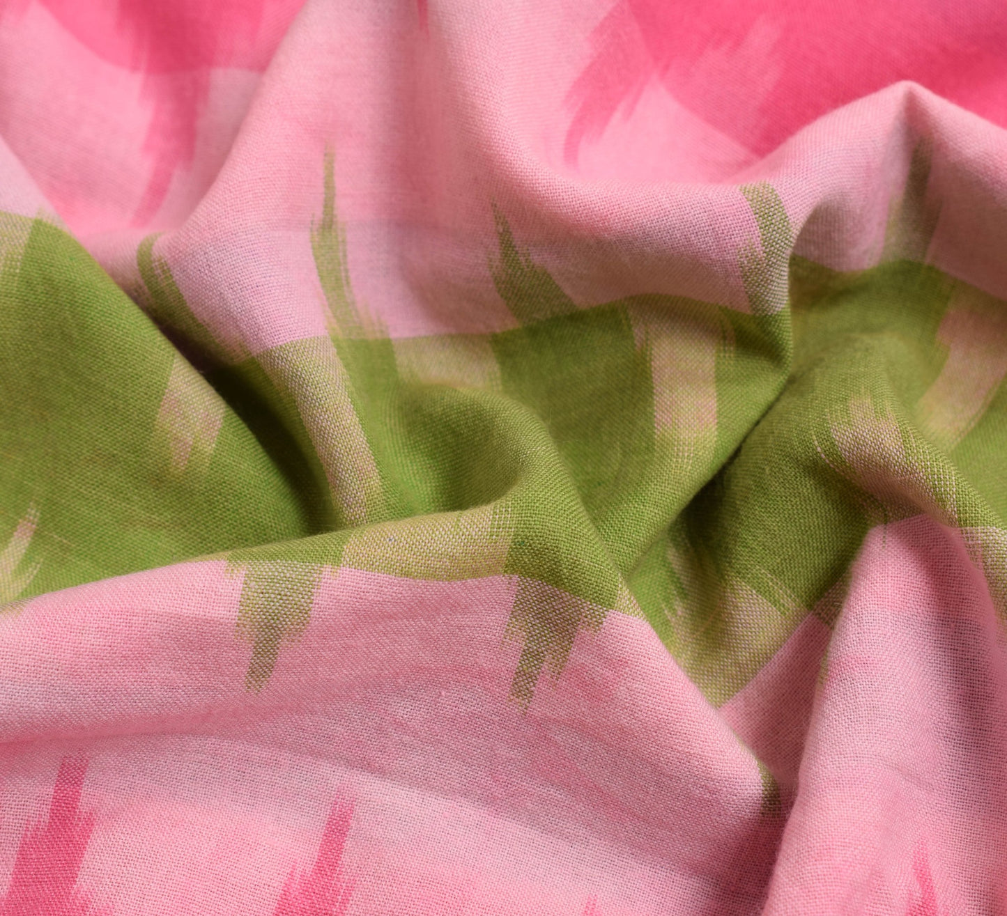 Sushila Vintage Pink Saree Hand Woven Ikat Patola Sari Pure Cotton Craft Fabric