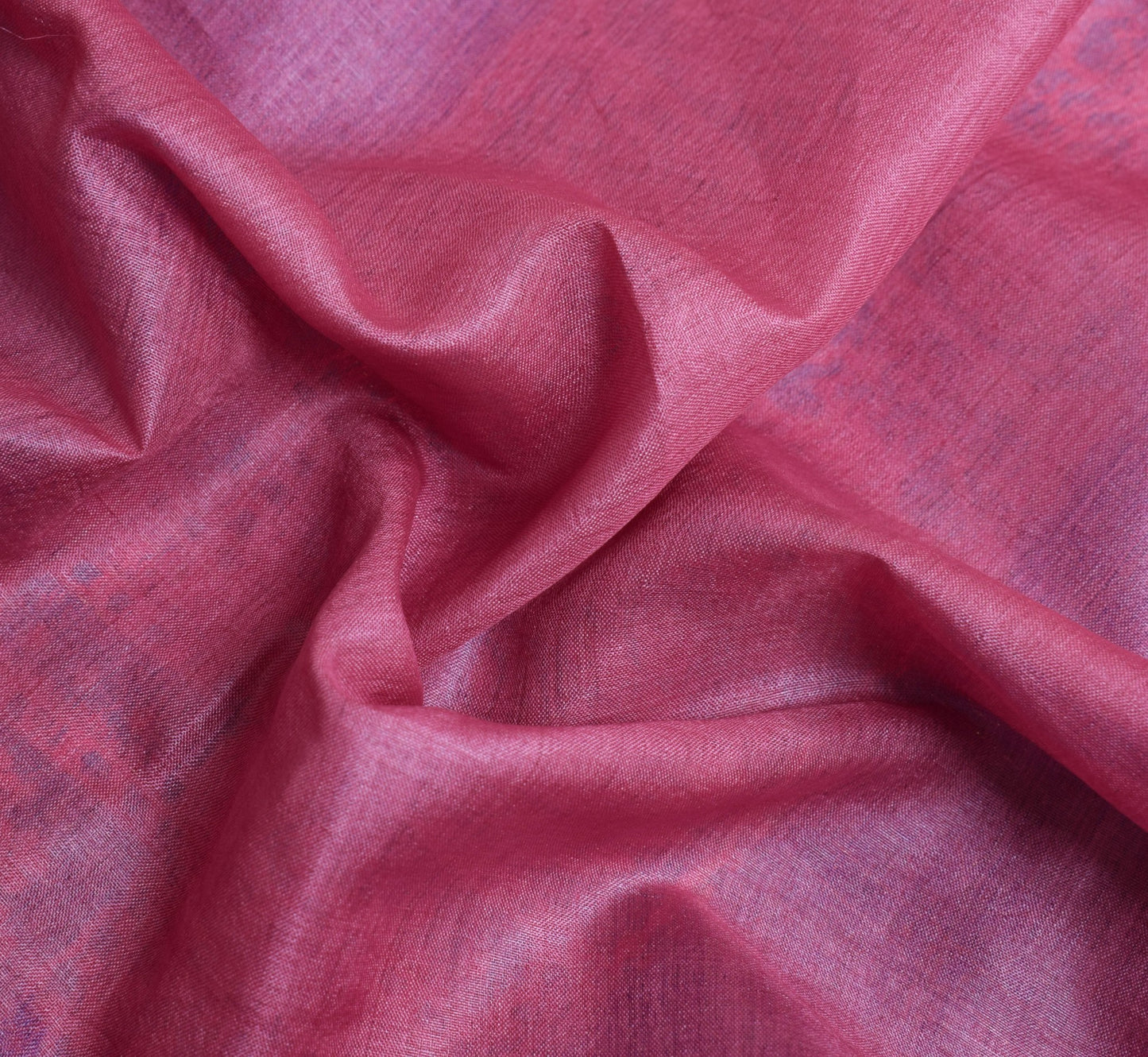 Sushila Vintage Plain Pink Saree Woven Broad Border Pure Tussar Silk Sari Fabric