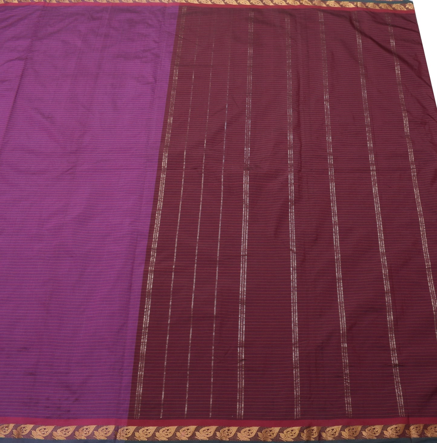 Sushila Vintage Sarees Art Cotton Woven Chettinad/Kandangi Sari Purple Fabric