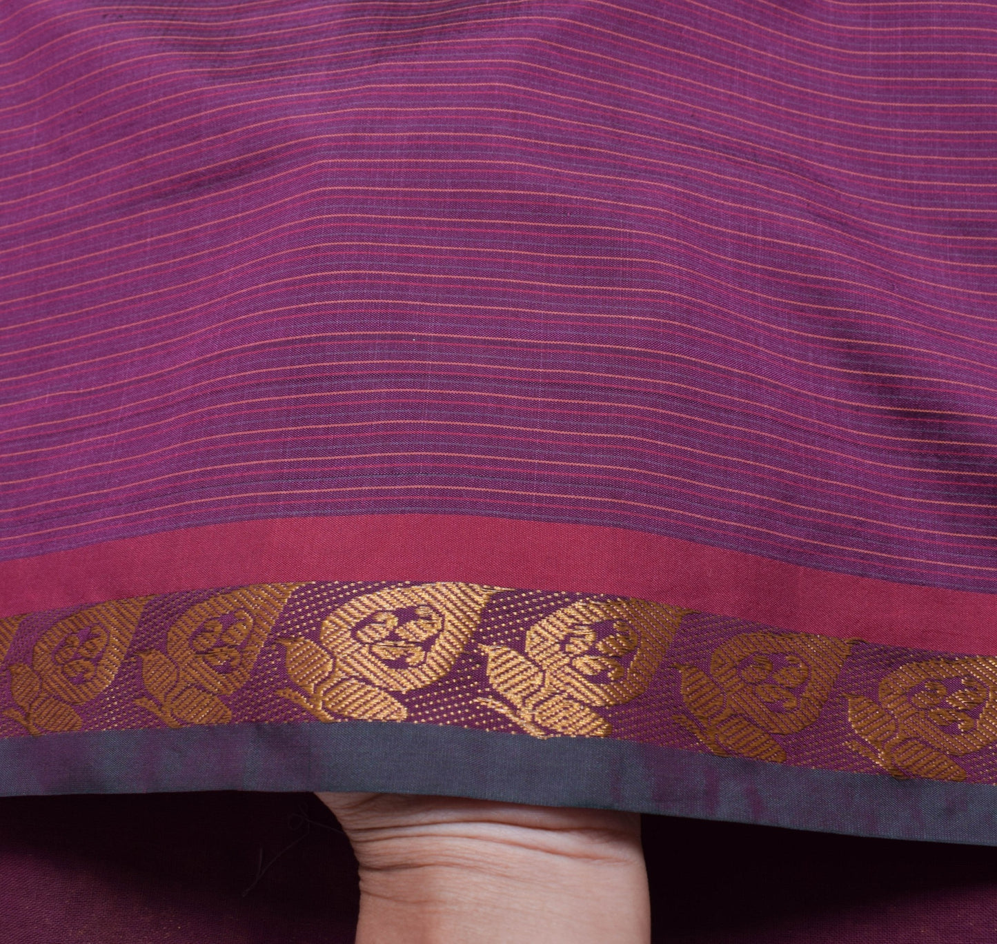 Sushila Vintage Sarees Art Cotton Woven Chettinad/Kandangi Sari Purple Fabric