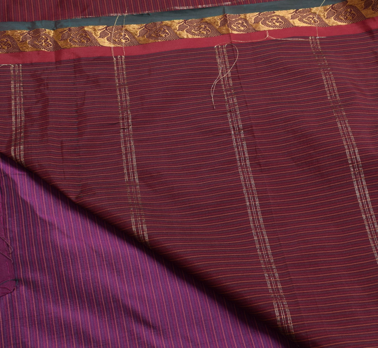 Sushila Vintage Sarees Art Cotton Woven Chettinad/Kandangi Sari Purple Fabric