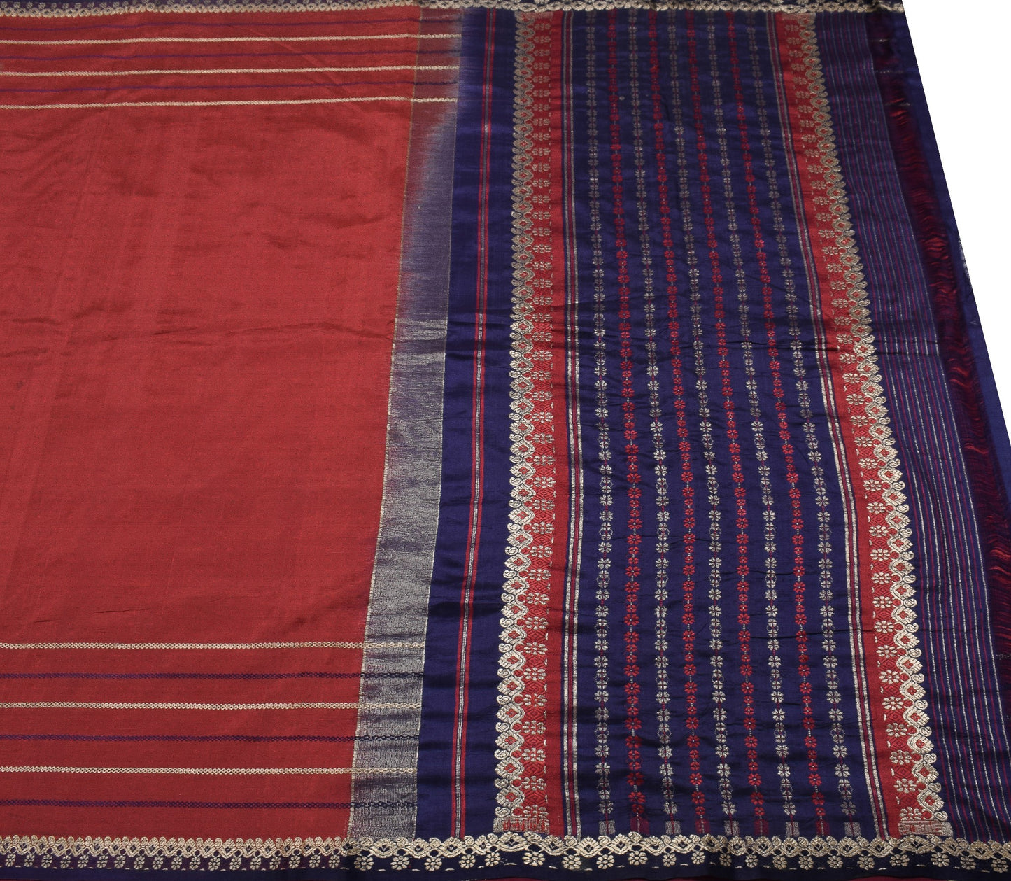 Sushila Vintage Maroon Saree 100% Pure Silk Zari Brocade Soft Indian Sari Fabric