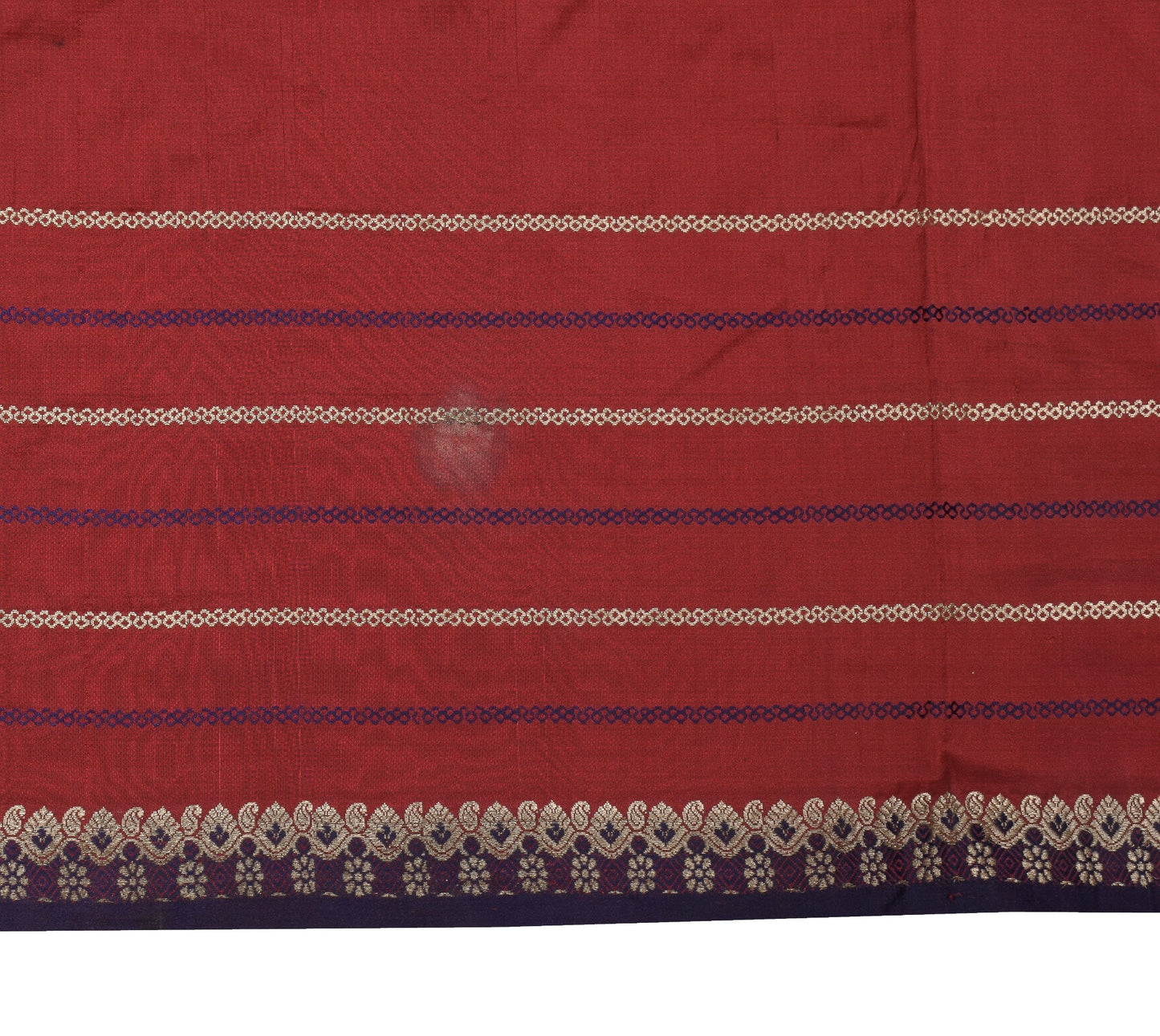 Sushila Vintage Maroon Saree 100% Pure Silk Zari Brocade Soft Indian Sari Fabric