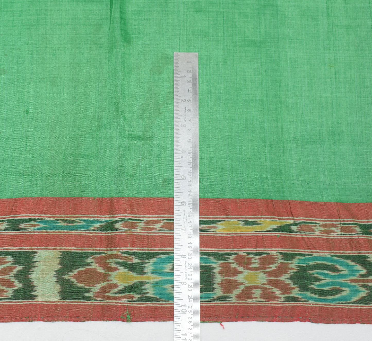 Sushila Vintage Green Saree Pure Silk Hand Woven Sambalpuri Ikat Patola Fabric