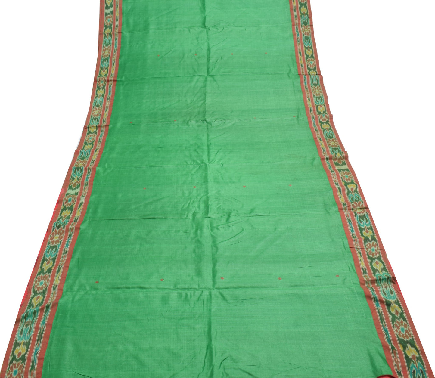 Sushila Vintage Green Saree Pure Silk Hand Woven Sambalpuri Ikat Patola Fabric