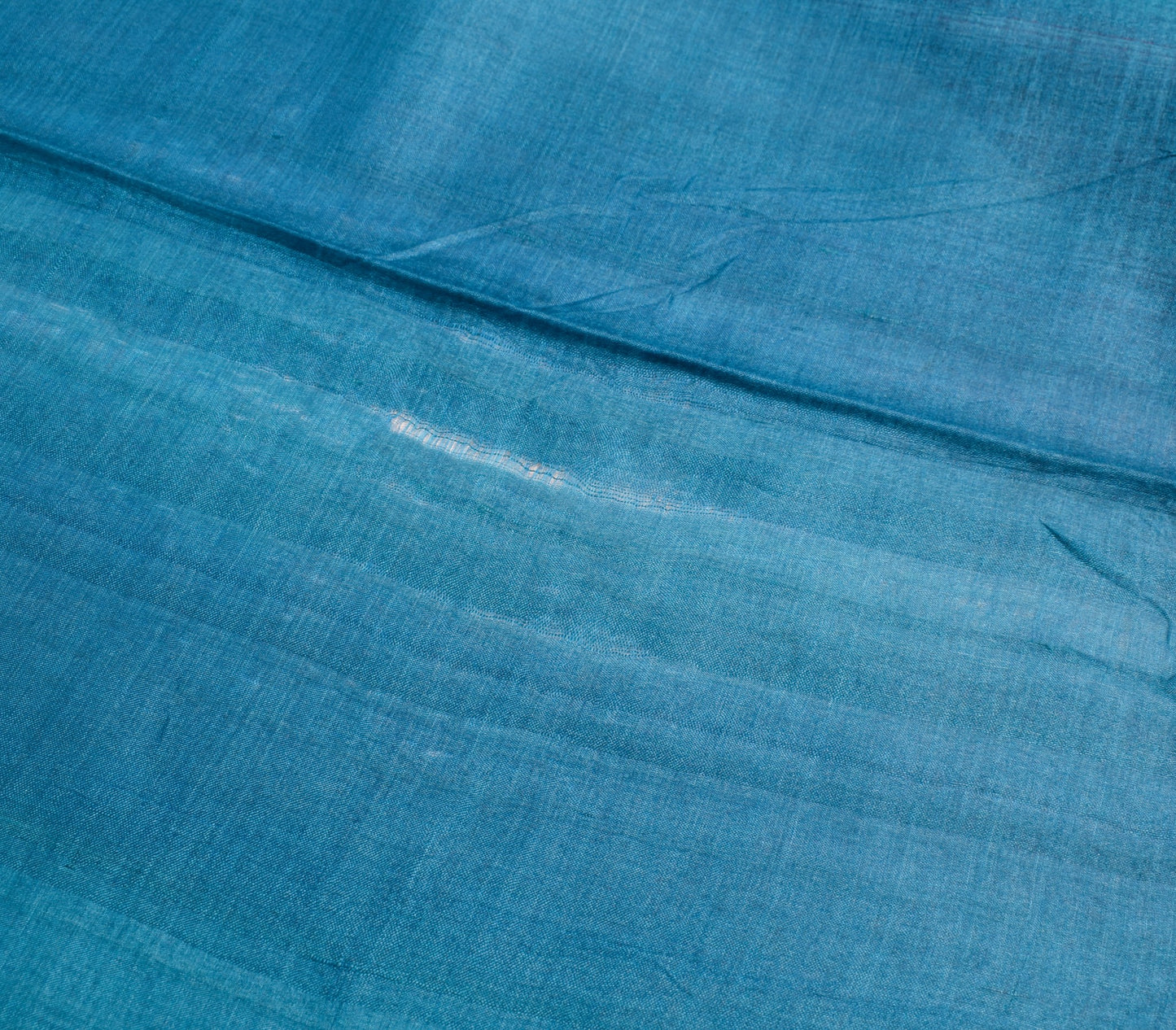 Sushila Vintage Blue Saree Pure Tussar Silk Hand Block Printed Soft Sari Fabric