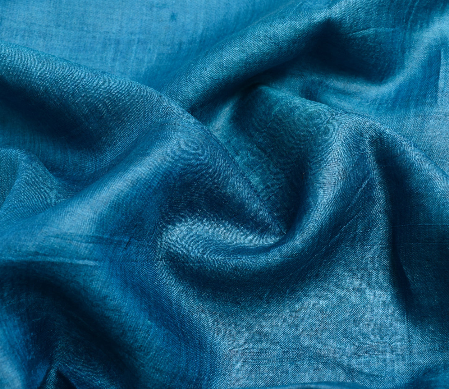 Sushila Vintage Blue Saree Pure Tussar Silk Hand Block Printed Soft Sari Fabric