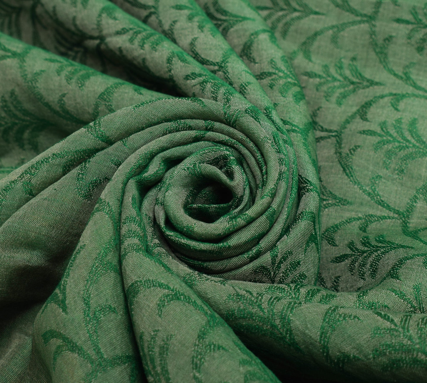 Sushila Vintage Green Floral Saree Pure Cotton Silk All Over Woven Sari Fabric