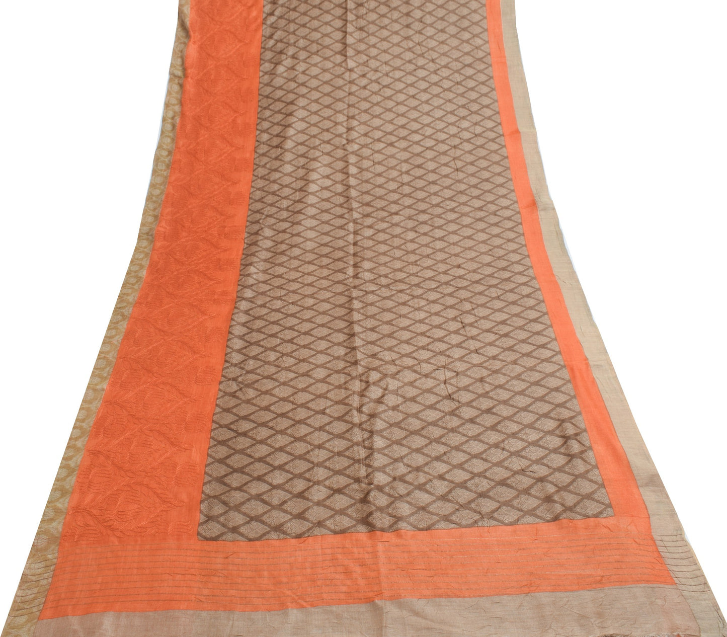 Sushila Vintage Brown Branded Saree Pure Woolen Embroidered&Printed Sari Fabric